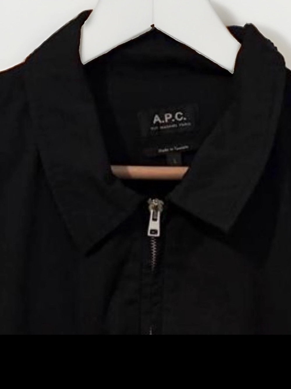 A.P.C. Men's Zipped Jacket Gabardine Black Full Zip Bomber Blousons Large L APC